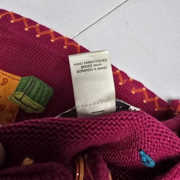 Susan Bristol PS Petite Small Cardigan Party Presents Holiday Pink Button Front - Picture 10 of 11